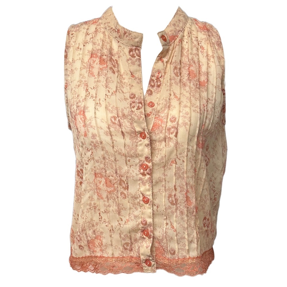 LOVE SQUARED floral sheer button down top size XS